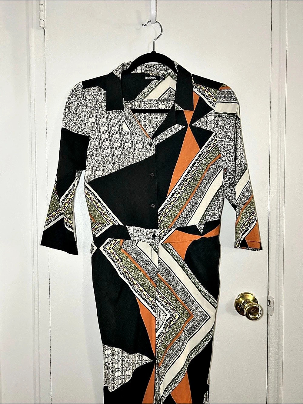 Fall Jumpsuit Geometric Print Retro Pattern Size 4